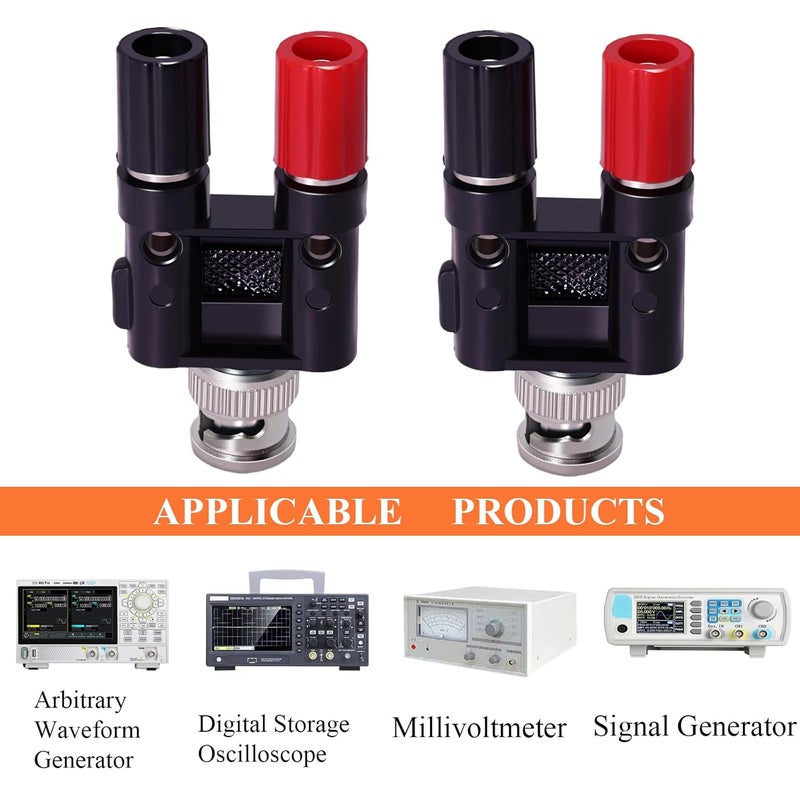 NARRIO 2Pcs BNC Male to 2X 4mm Dual Banana Female Jack Socket Binding Post Coax Coaxial Splitter Connector BNC Banana Adapter for HF Radio Antennas Oscilloscope DVM - Image 5